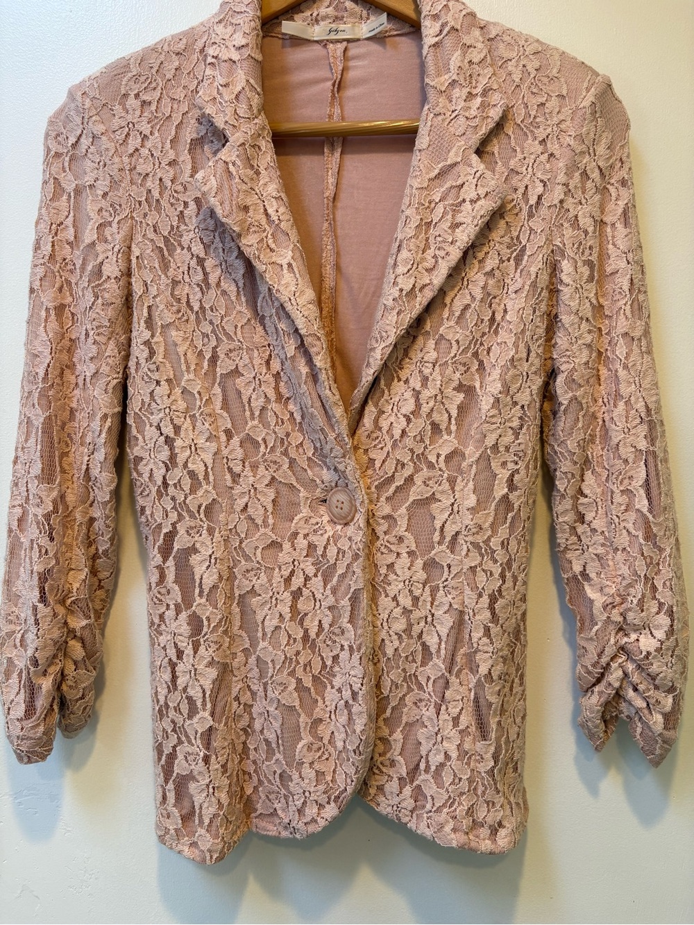 Gibson Blush Lace Single-Button Blazer Fully Lined w small shldr Pads Nordstrom